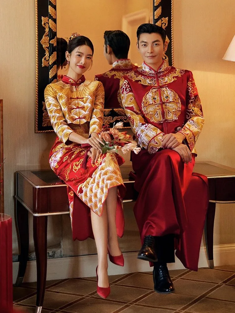 New style of cheongsam toasting dress Chinese-style wedding return home engagement