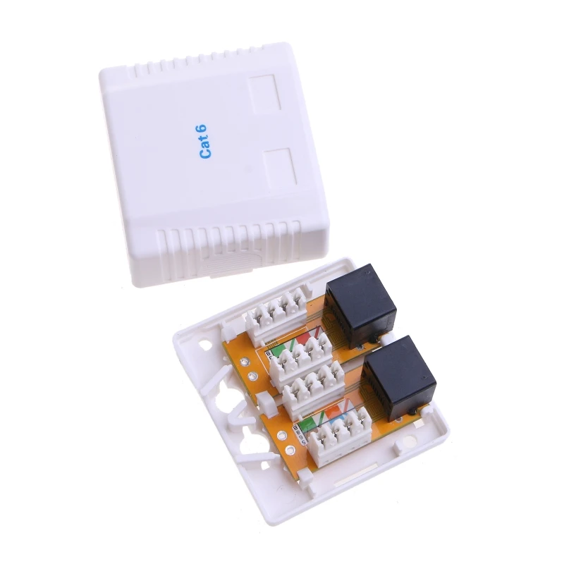 Cat6 RJ45 8P8C Connector UTP Unshielded Double Port Desktop Mount Box CAT6 Network Module Information Socket 24BB