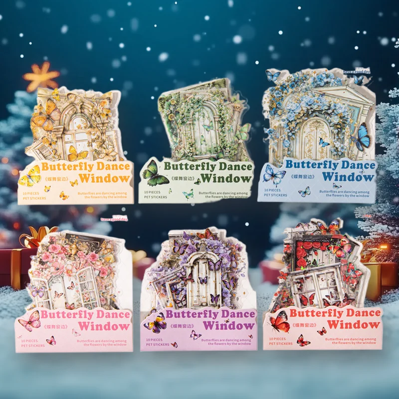 

1 упаковка/3 упаковки, наклейки для домашних животных из золотой фольги, серия «Бабочка для танца окна», 6 стилей с 10 листами, тематические принадлежности для вида на окно