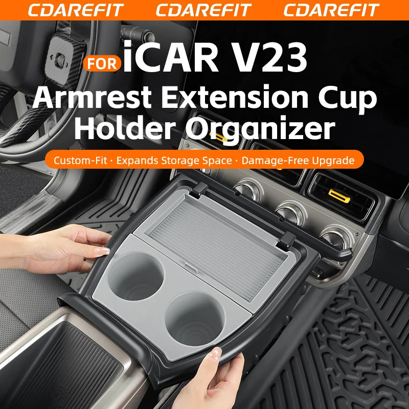 Left Hand Drive Armrest Extension Tray Cup Holder Phone Storage Box Fit For Chery iCAR Super V23 Interior Modification