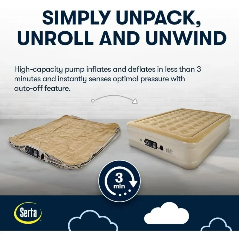 Air Mattress with Never Flat Pump Built in Air Pump to Ensure a Good Night’s Rest Heavy Duty Blow Up Mattress