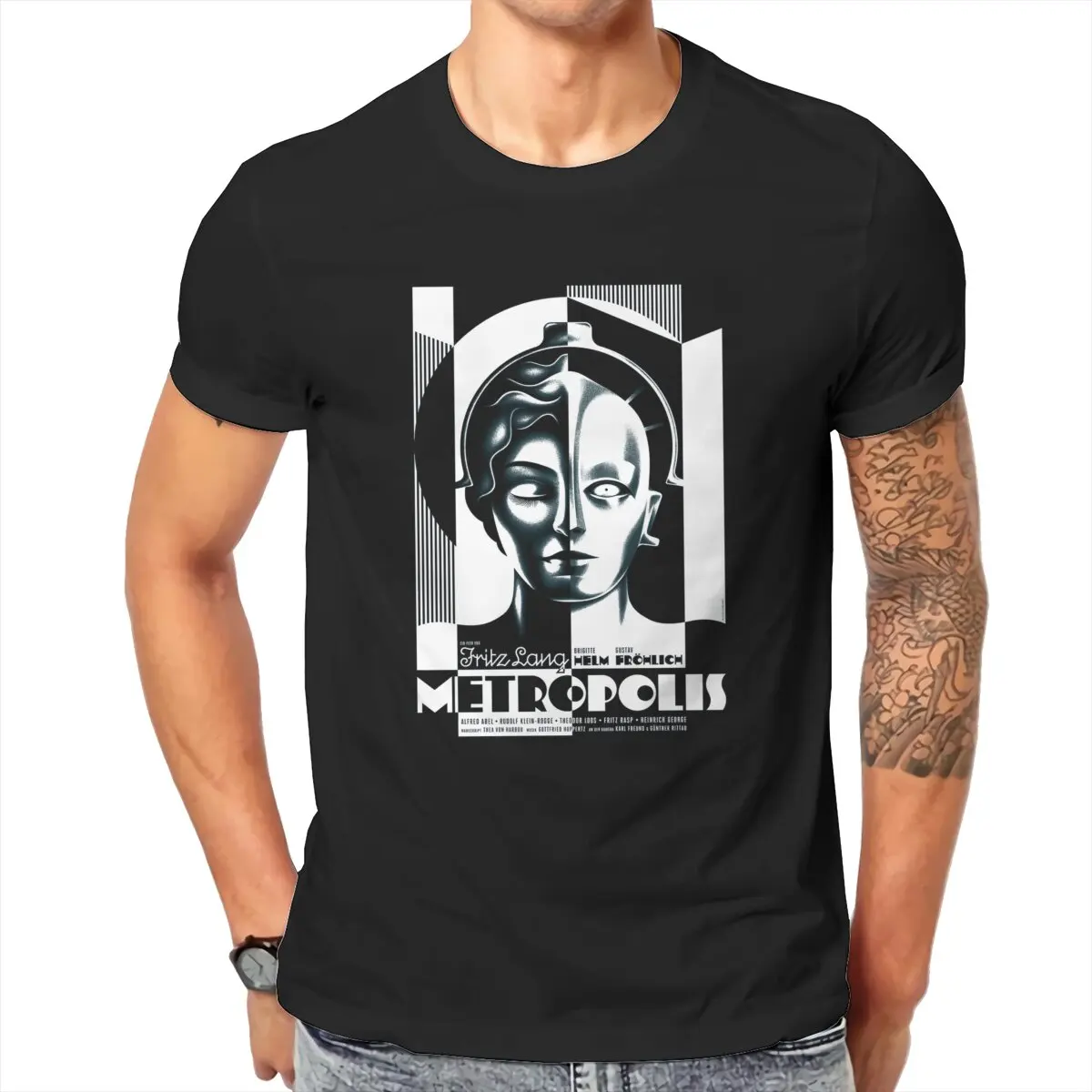 Vintage Metropool Fritz Lang 1927 Cult Sci Fi Film T-Shirt Voor Mannen Duitsland Sciencefiction Toekomst Grafische Shirts 100% Katoen