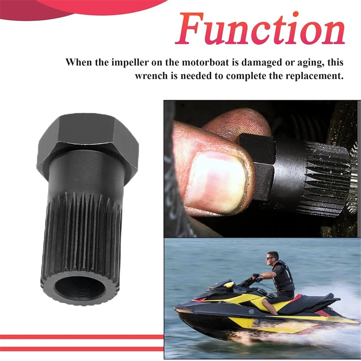 Impeller Removal Spline Wrench Tool Impeller Prop Removal Tool WR012 for Sea-Doo RXT 215 260 / RXP-X 255 260 300