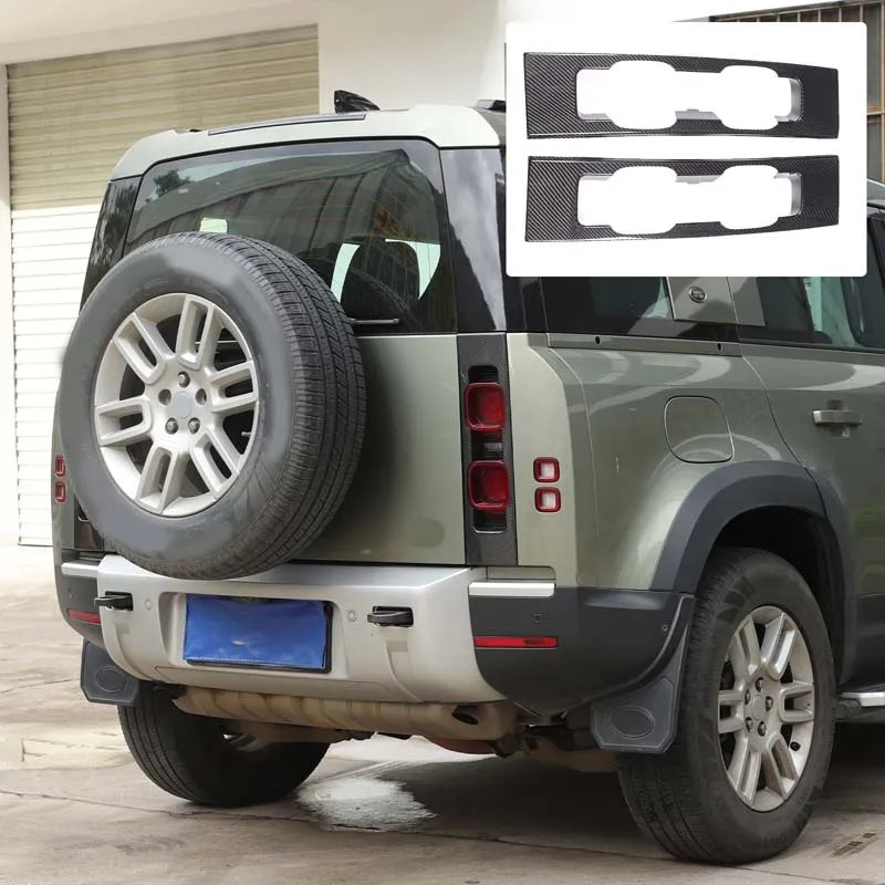 

2 шт. настоящее углеродное волокно для Land Rover Defender 90 110 130 2020 + рамка панели заднего фонаря автомобиля, декоративная наклейка, аксессуары
