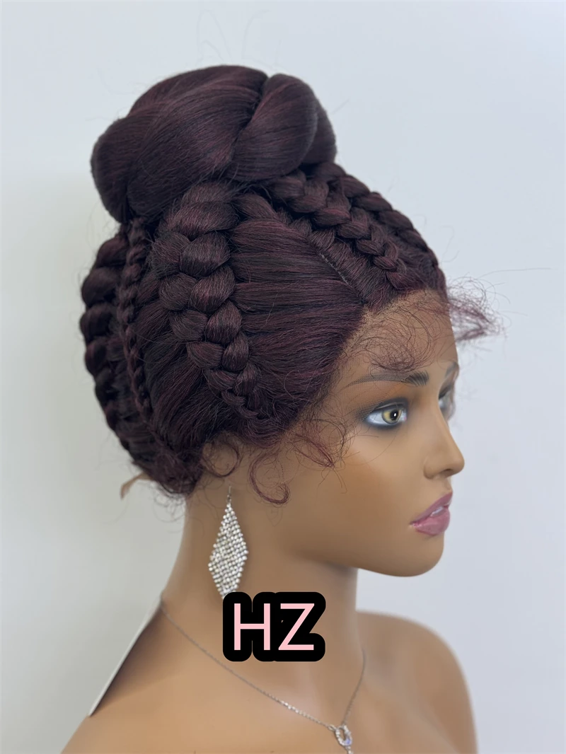 HZ 99J جديد وصول شعر مستعار مضفر كعكة أوبدو شعر مستعار الاصطناعية الدانتيل شعر مستعار كورنو مع الطفل أفريقيا المرأة الأمريكية الدانتيل تجديل الباروكات