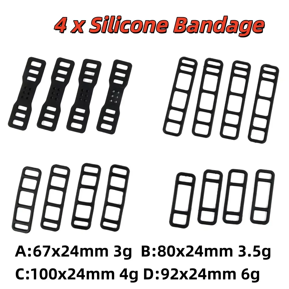 4pcs Bike Bicycle Cycling Silicone Elastic Strap Bandage Light Lamp Mount Holder Mirror Recorder Fixed Rubber Band Headlight