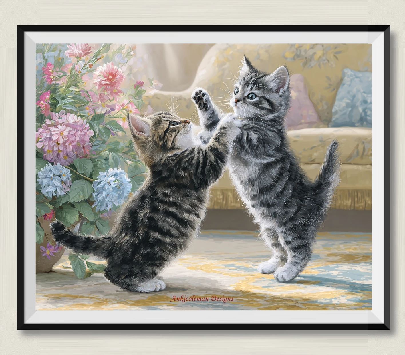 

Two Tabby Kittens- Needlework for embroidery DIY DMC High Quality - Counted Cross Stitch Kits 14 ct Oil painting
