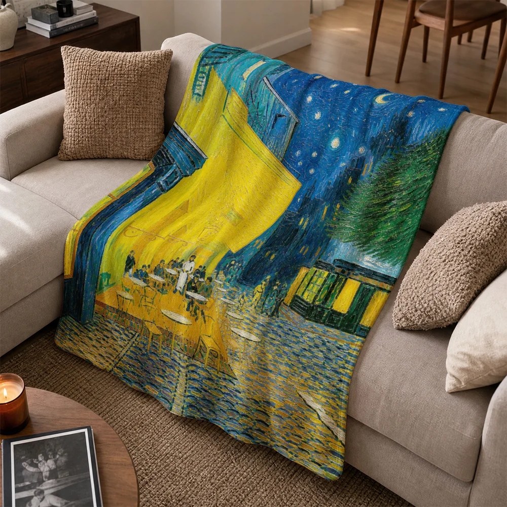 Van Gogh Starry Night Cafe Art Throw Blanket Sofa Throw Couch Decor Home Accent Abstract Impressionism Painting Gift for Living