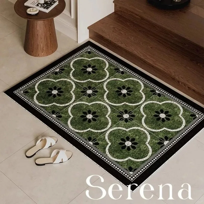 Retro Four Leaf Clover Wire Loop Doormat Anti-slip Cuttable Washable Dirt Catcher Entrance Rug Indoor Outdoor Entryway Floor Mat