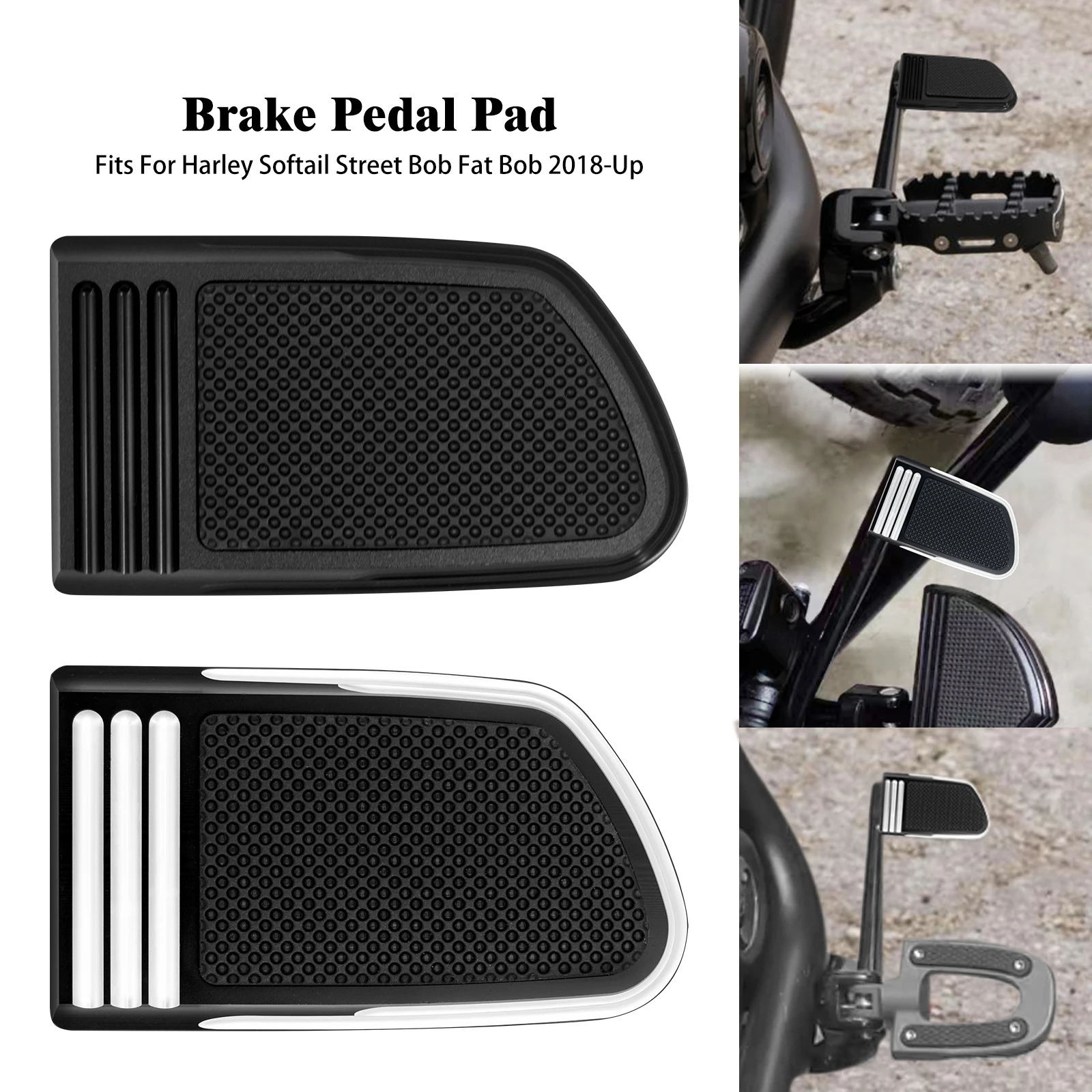 Motorcycle Brake Pedal Foot Pegs Pad For Harley Softail Fat Bob FXFBS FXDF Street Bob FXDB FXDBP 2018-2023 Footrest Cover Black