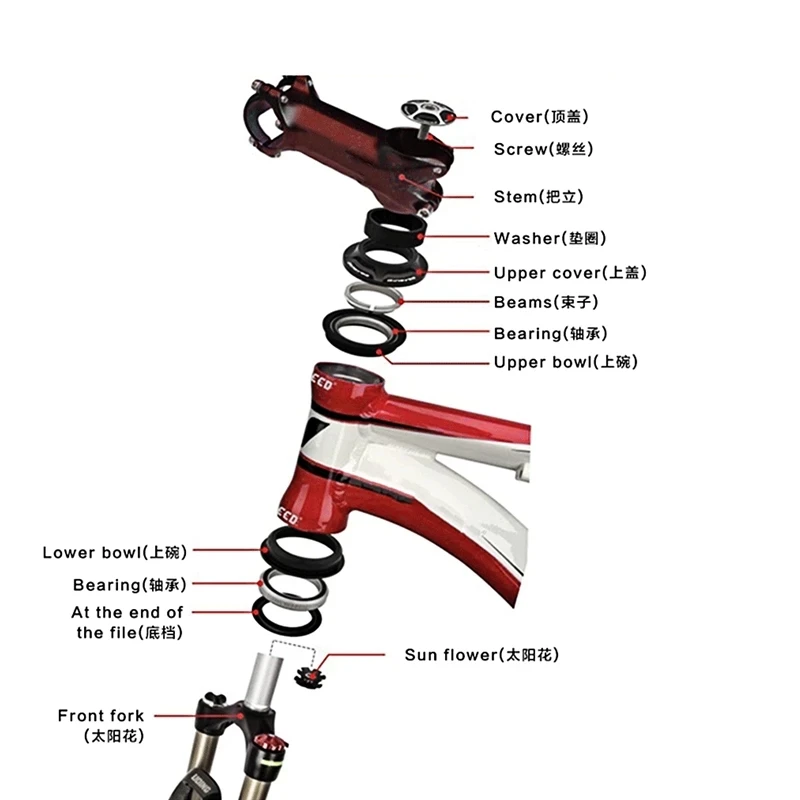 Meroca Mtb Bike Headset Integrated 1 1/8 Steering Column 44Mm Mountain Bicycle Press Bearings Box Vtt Fork Cups Cycling