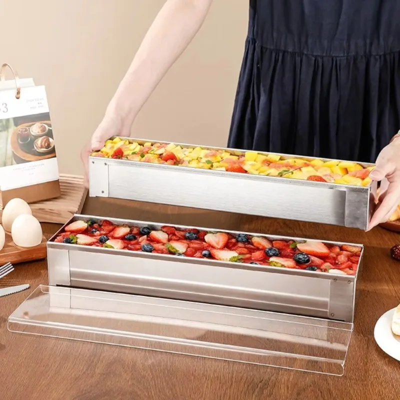 Molde de pastel  Tiramisú de diseño extraíble profesional, molde  pan Rectangular  acero inoxidable DIY con tapa, molde