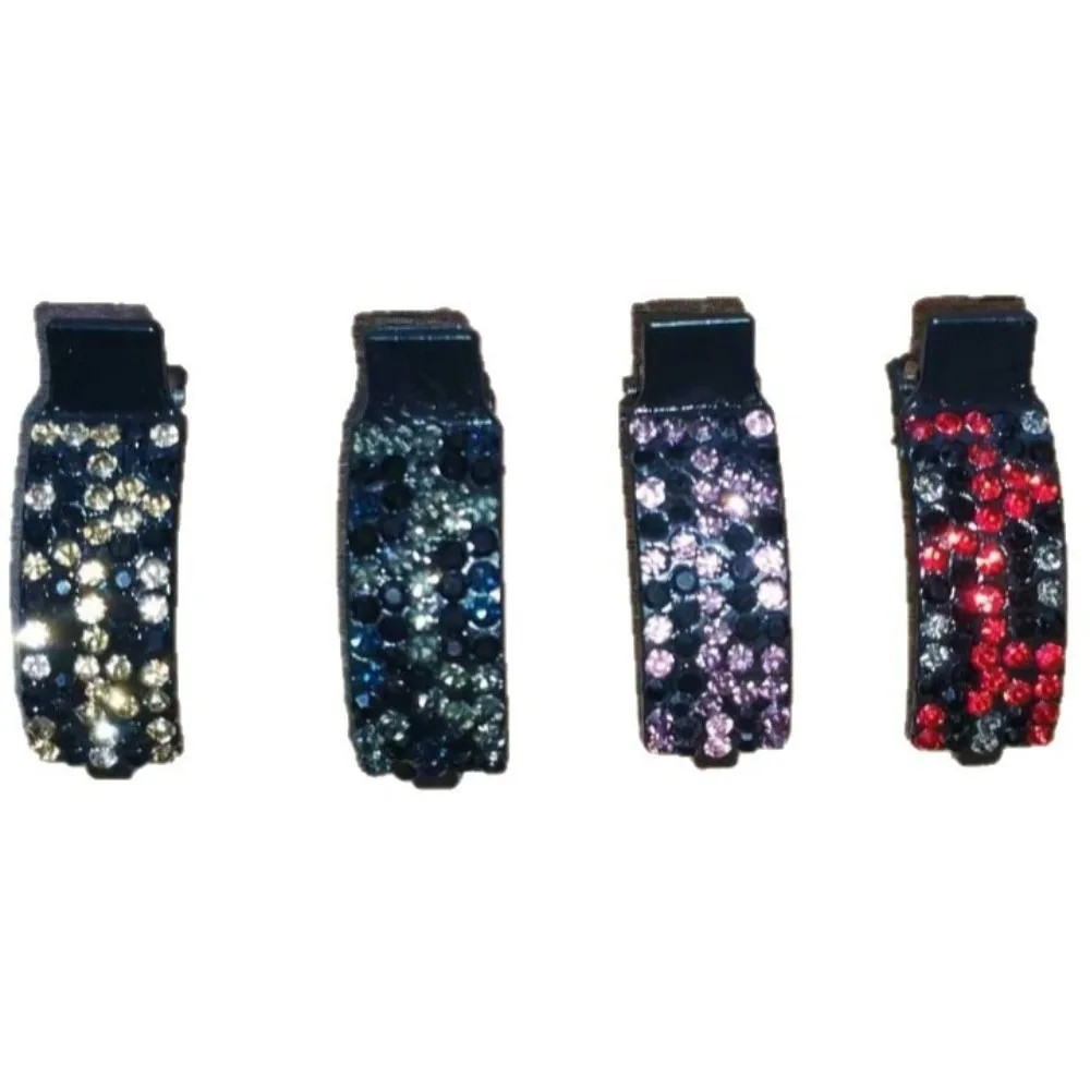 مشبك شعر منقار البط الماسي بالكامل، مادة الراتنج، مادة الأكريليك، مشبك جانبي، تصميم ملون من حجر الراين بدون أثر #4