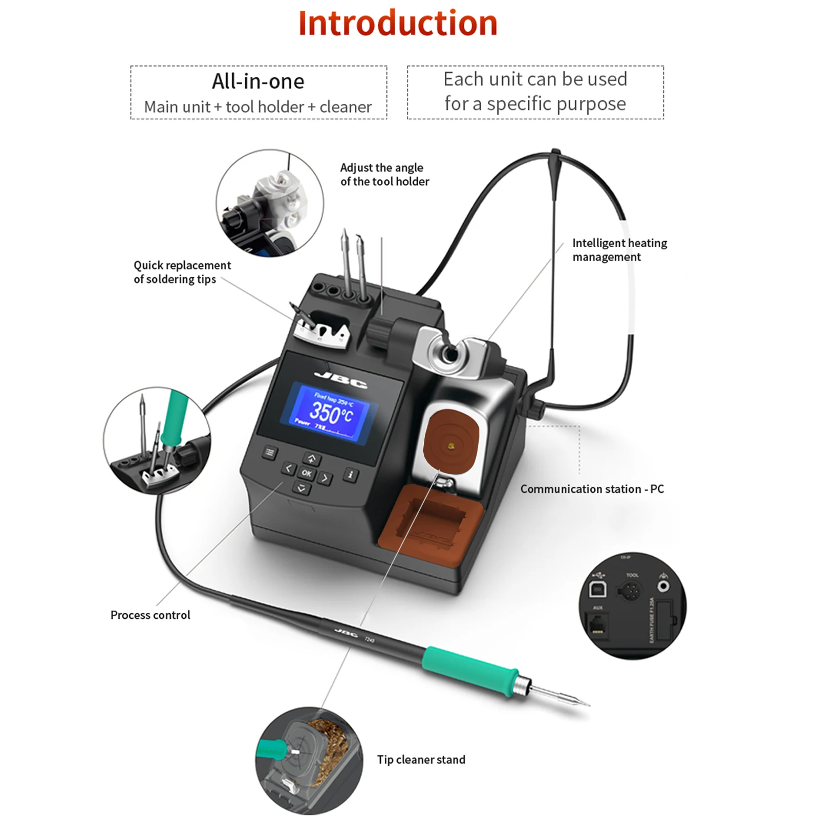 Original JBC CD-2BHQF High Precision Soldering Station With C210 Soldering Iron Tips