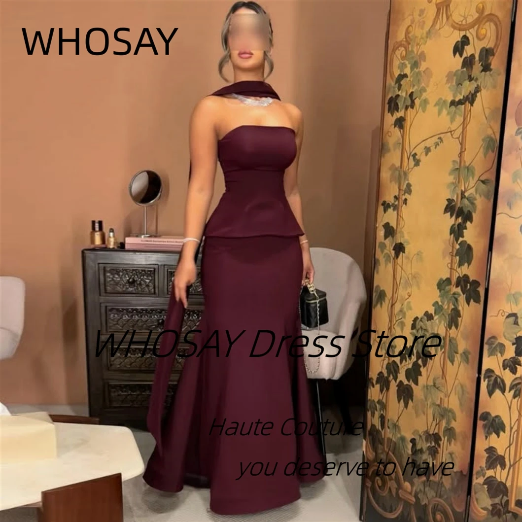 

Простые платья без бретелек WHOSAY для выпускного вечера, сексуальные платья для подружек невесты с шнуровкой, длинные вечерние платья для свадеб и торжеств, на заказ