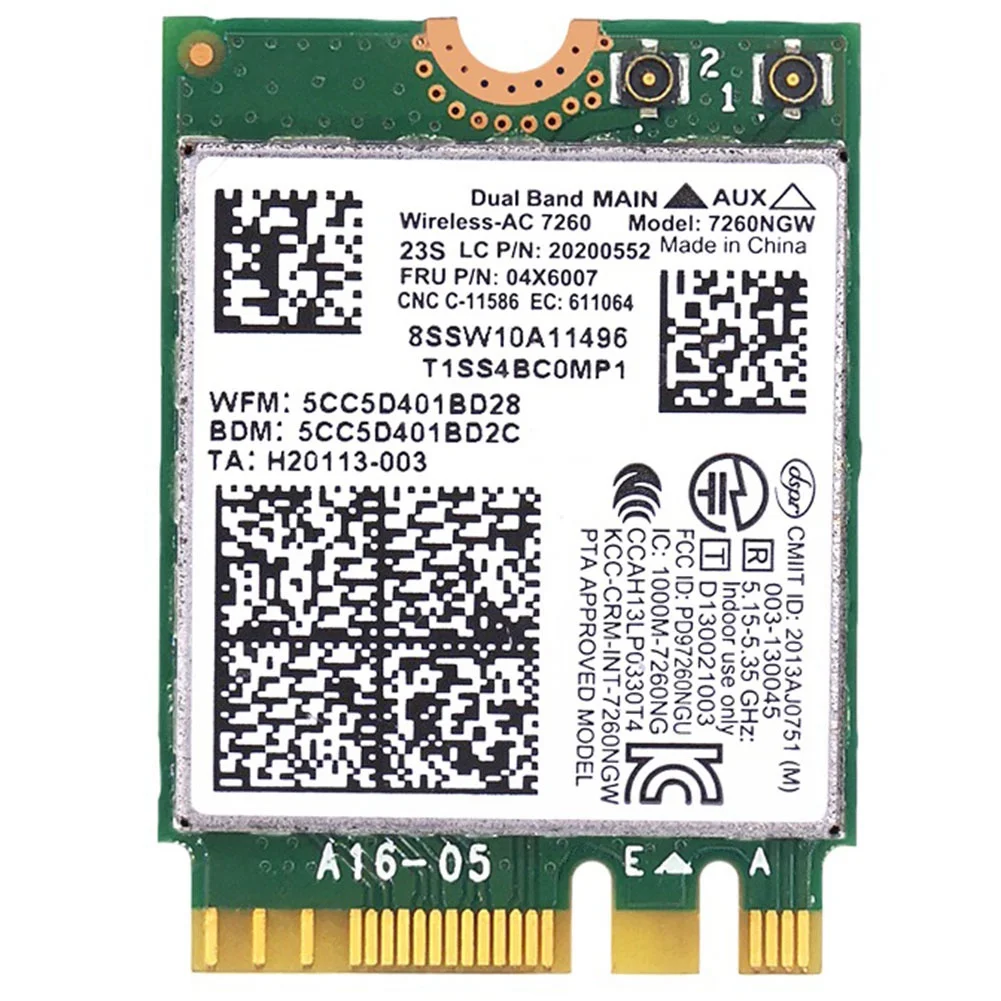 Carte réseau sans fil Bluetooth pour Lenovo, Lenovo Tfts X240, Y40, Y70, Y50, 7260AC, 4.0, 04X6007