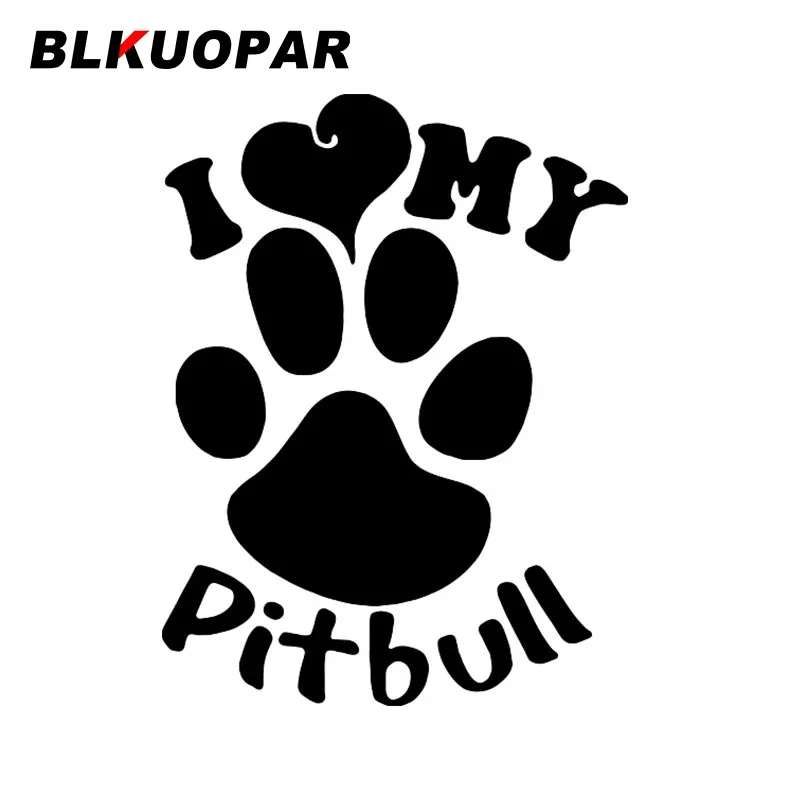 

BLKUOPAR I Love My Pitbull Animal Footprint Car Stickers Occlusion Scratch Decal Funny RV Air Conditioner Car Door Protector