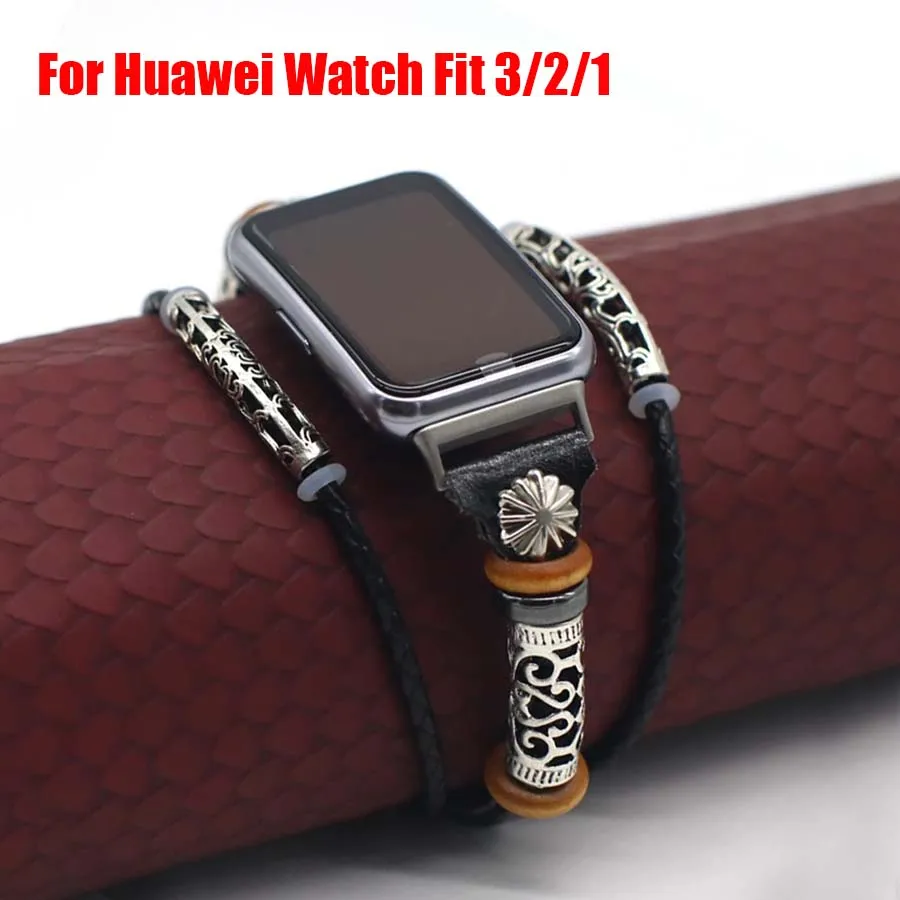 PU Leather Watch Band For Huawei Watch Fit 3 Strap Accessorie Retro Replacement Correa Wristband For Huawei Watch Fit 2 Bracelet