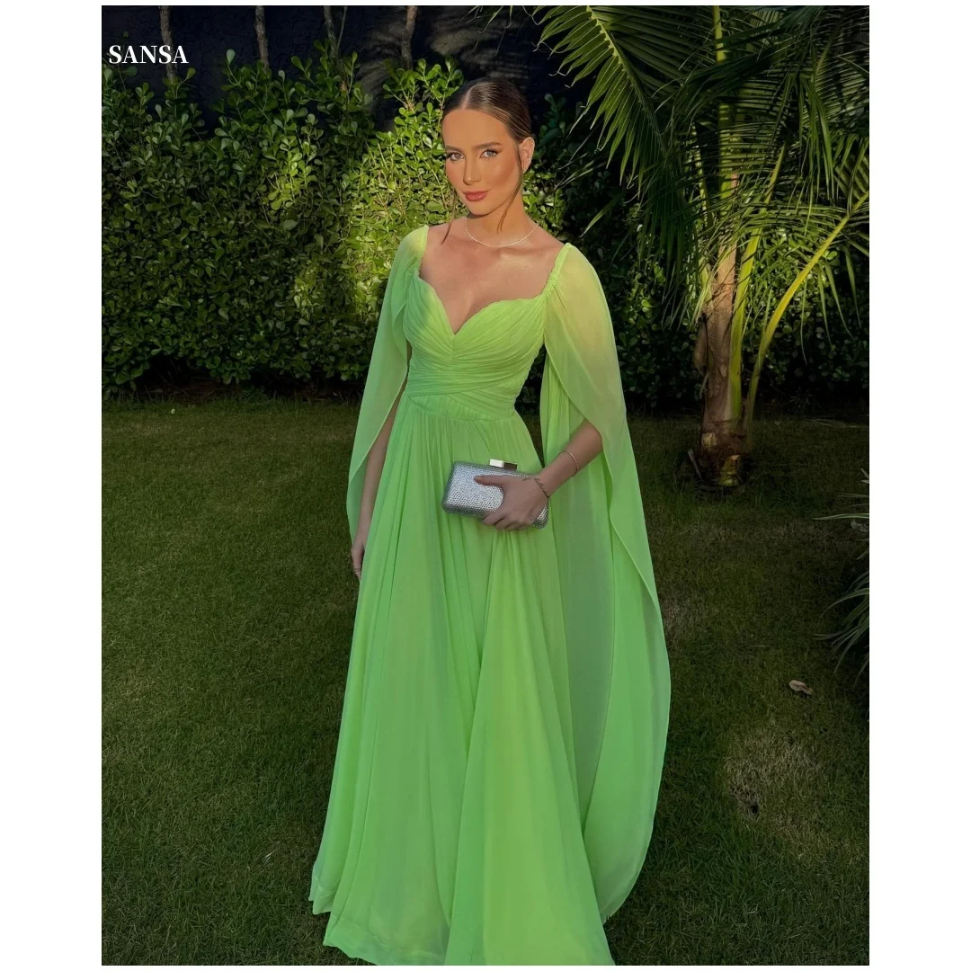 

Sansa Customized Green Long Sleeves Prom Dresses Strapless A-line فساتين للمناسبات الخاصة Floor-Length vestidos de festa 2025