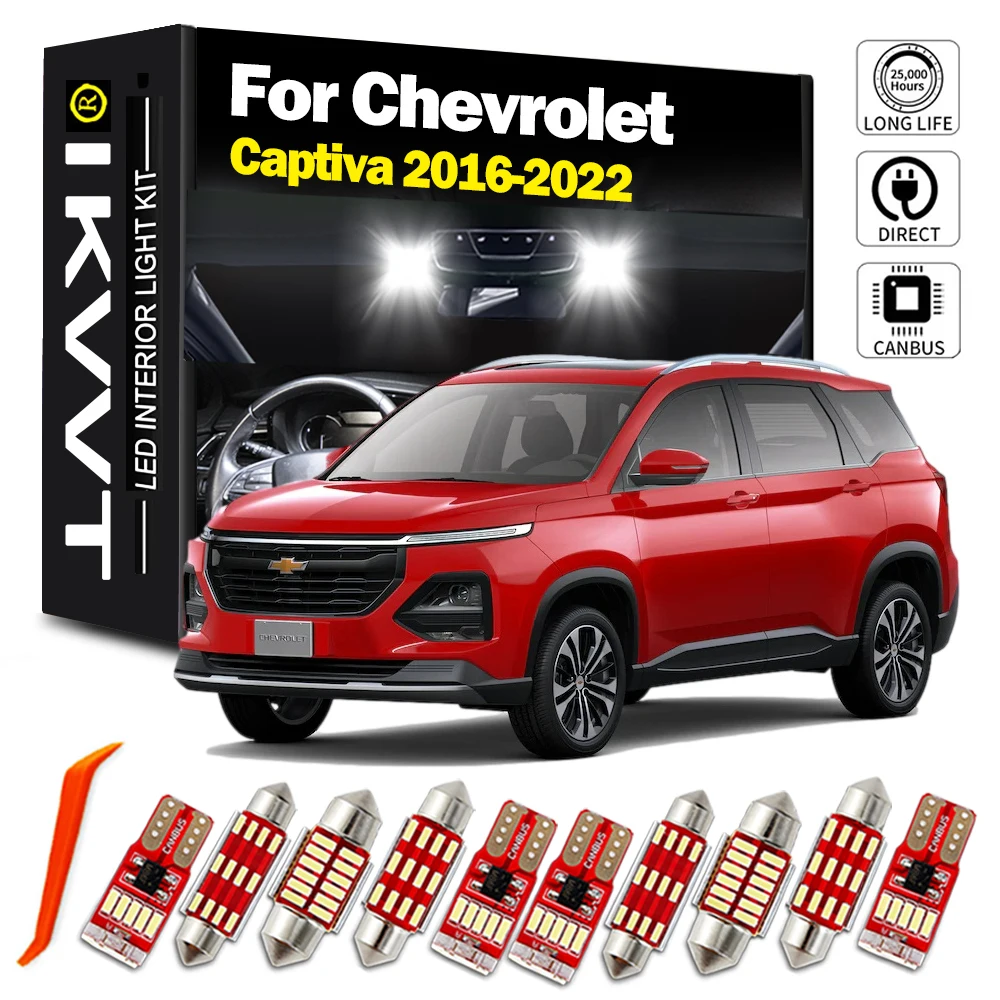 

IKVVT 14 шт. Canbus для Chevrolet Chevy Captiva 2016 2017 2018 2019 2020 2021 2022 автомобильные лампы светодиодный комплект внутреннего купольного освещения с картой