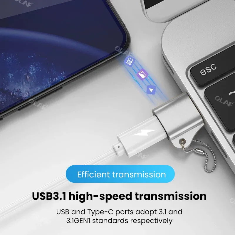 Olaf USB 3.1 C타입 데이터 어댑터, C타입 OTG USB C 수-USB 암 변환기, 맥북, 샤오미, 삼성 S20 용, 고속 OTG 커넥터