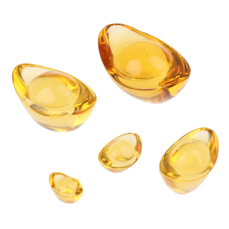 5PCS Citrine Yuanbao Feng Shui Decoration Yuan Bao Ingot Lucky Home Blessing Ornament Gifts  yellow crystal Home furnishings