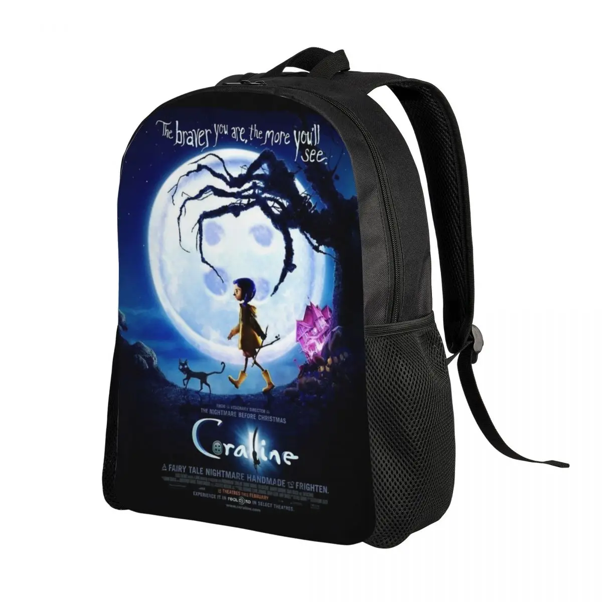 Halloween Horrorfilm Coraline Rucksack für Männer Frauen wasserdichte College School Tasche drucken Bücher taschen