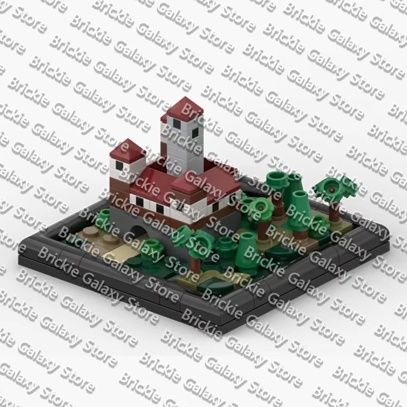 QWERT Medieval Castle Model MOC Building Bricks Mini Castle Diorama Modular Technology Gifts Holiday Assemble Children Toys Suit
