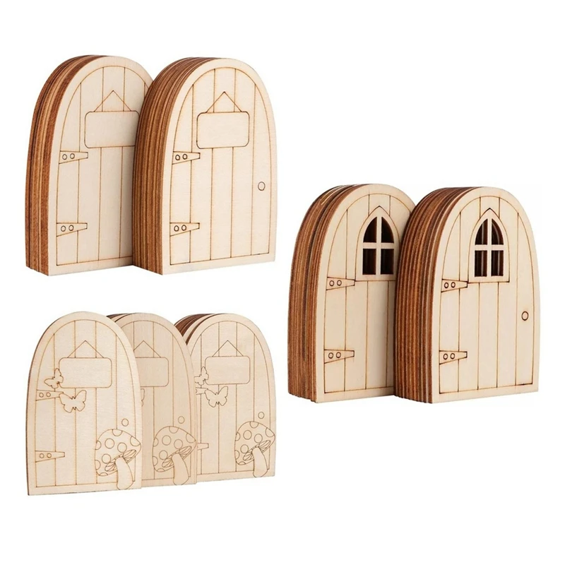 

60Piece Unpainted Wooden Fairy Door Blank Garden For DIY Christmas Craft Embellishments