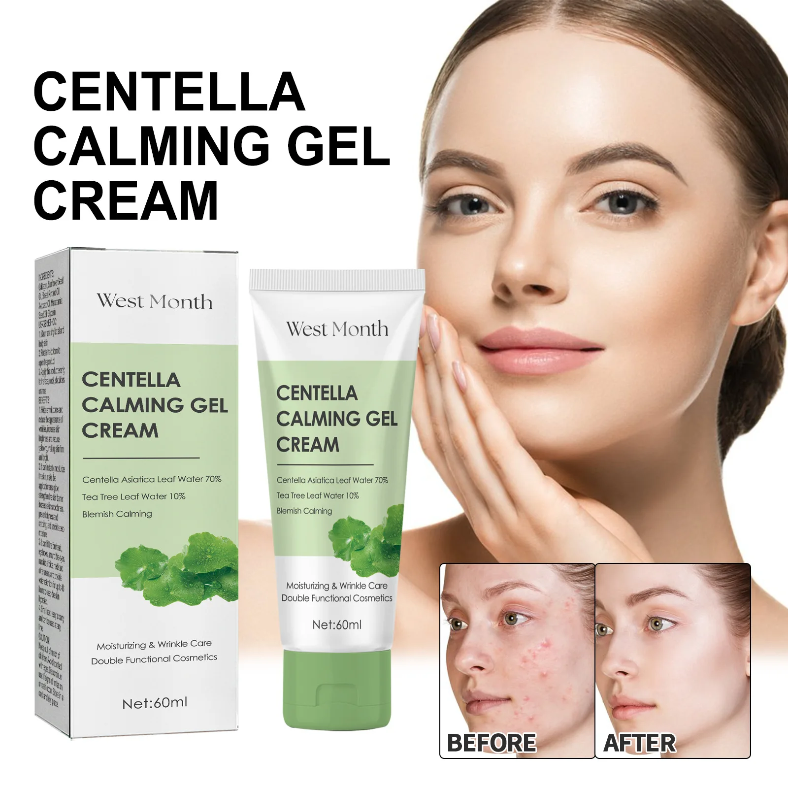 

60ml West & Month Centella Asiatica Whitening Cream Brightening Skin Tone Firming Skin Moisture Replacement Fading Wrinkle Cream