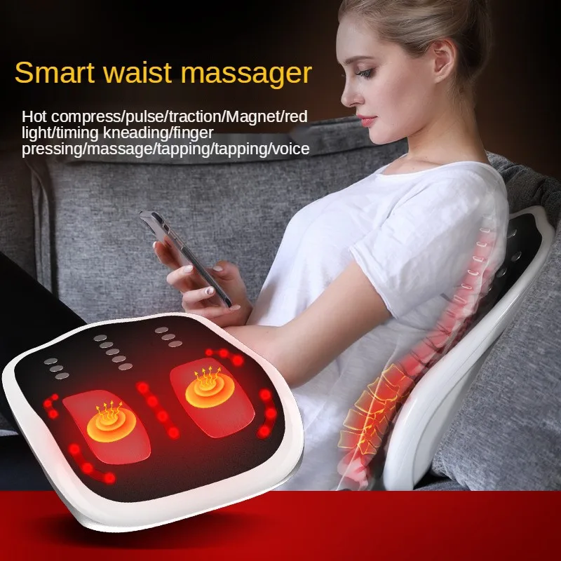 Spine and lumbar traction correction device waist massager home back pain hot compress relaxing waist massage