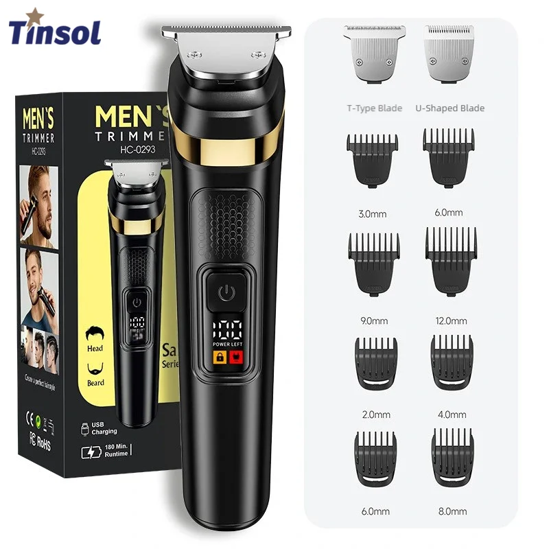 

TINSOL Professional Men's Electric Hair Clipper with Dual Blades, LCD Hair Trimmer 3-12mm, Home Haircut Clipper