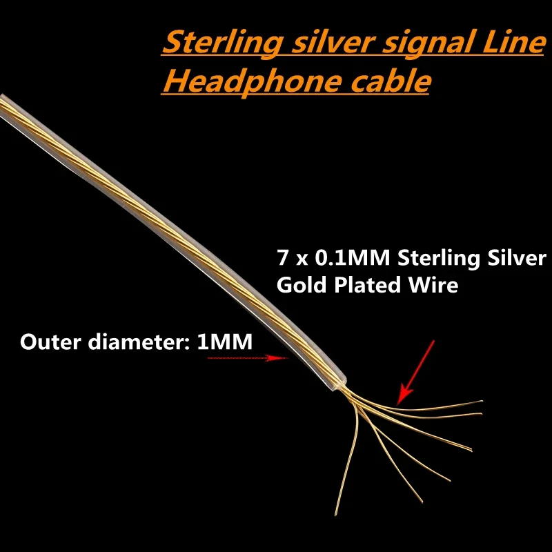 7 Core Pure Silver Gold Plated Bulk Audio Signal Cable AUX Pair Recording Wire Internal Cable Headphone Upgrade Cable