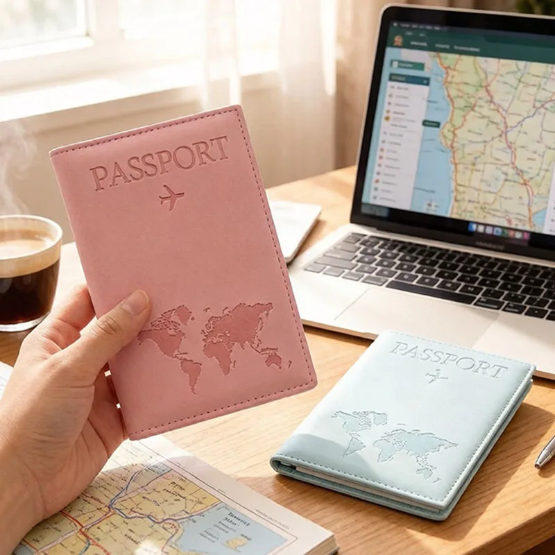 

Тонкий чехол для паспорта с картой, держатель для паспорта из ПУ, незаменимый аксессуар для путешествий, обязательный для круизов, дорожные принадлежности, держатели для паспортов для всех стран