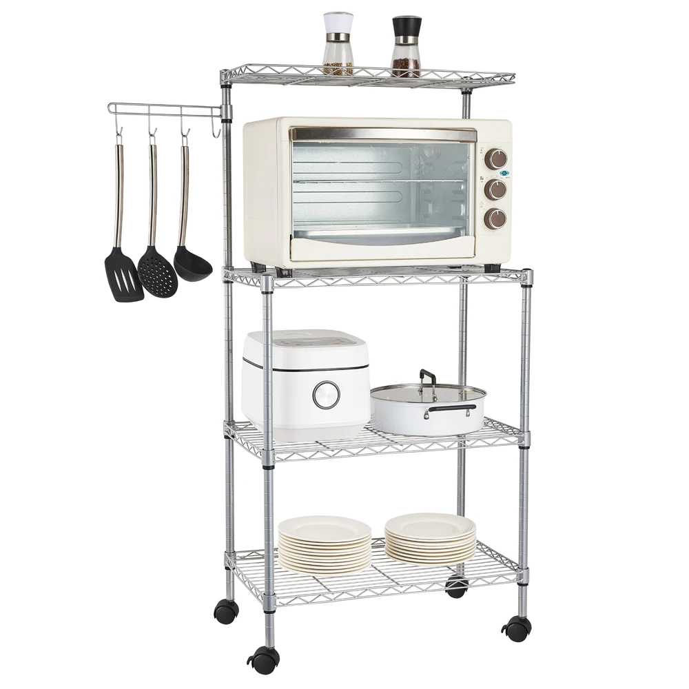 4Tier Kitchen Bakers Rack Microwave Oven Stand Storage Cart Workstation Shelf