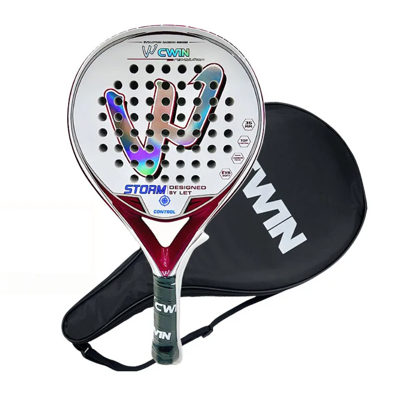 

Cwin Paddle Racket Pro Carbon Fiber Soft EVA Surface Comfort for Professional Training Play Tennis Paddle Racquet with Padel Bag