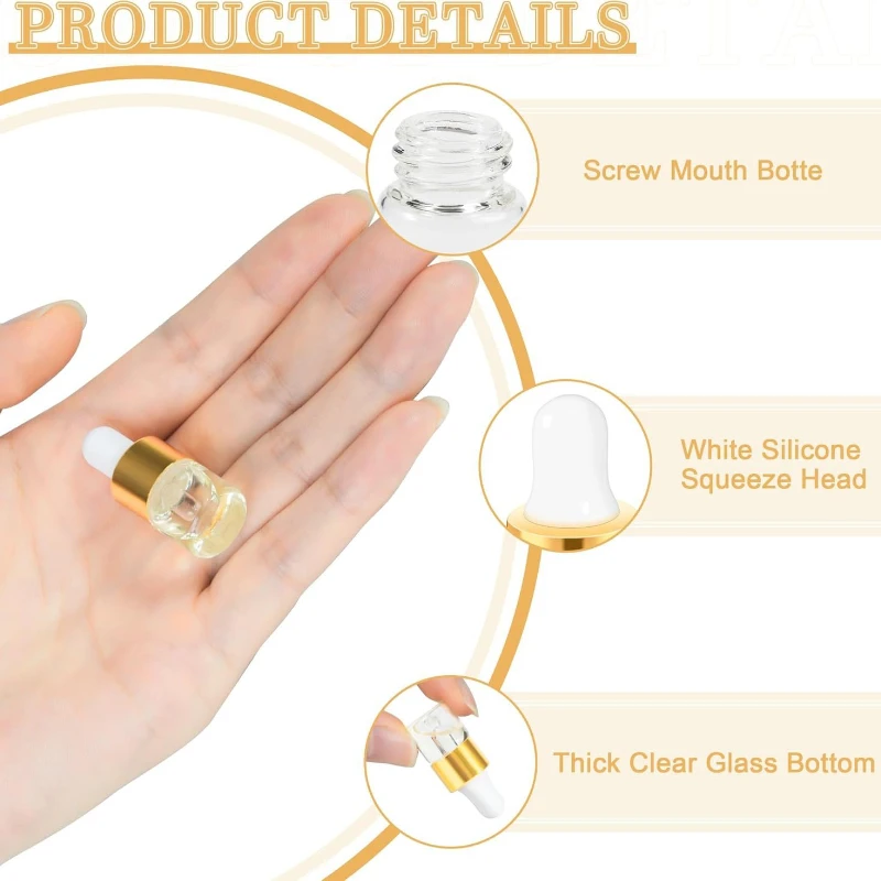 4/5/10Pcs Mini Tropfflaschen Leere Glasflaschen Ätherisches Öl Aromatherapie Behälter Rose Gold Kappe Pipetten Flasche für Reisen