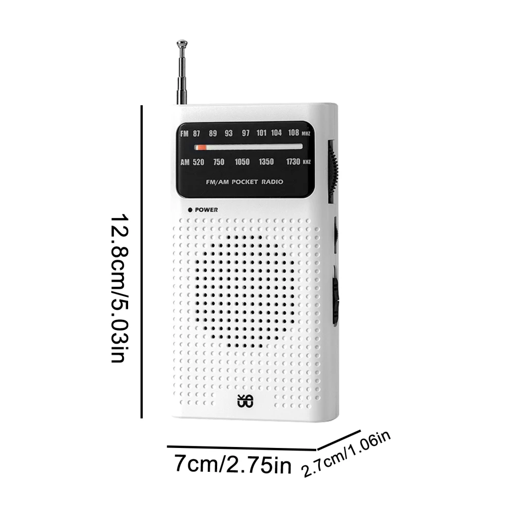 Radio de bolsillo portátil con batería para personas mayores, Radio FM 2024 AM, funciona con batería, antena telescópica, reproductor de Radios para caminar en casa