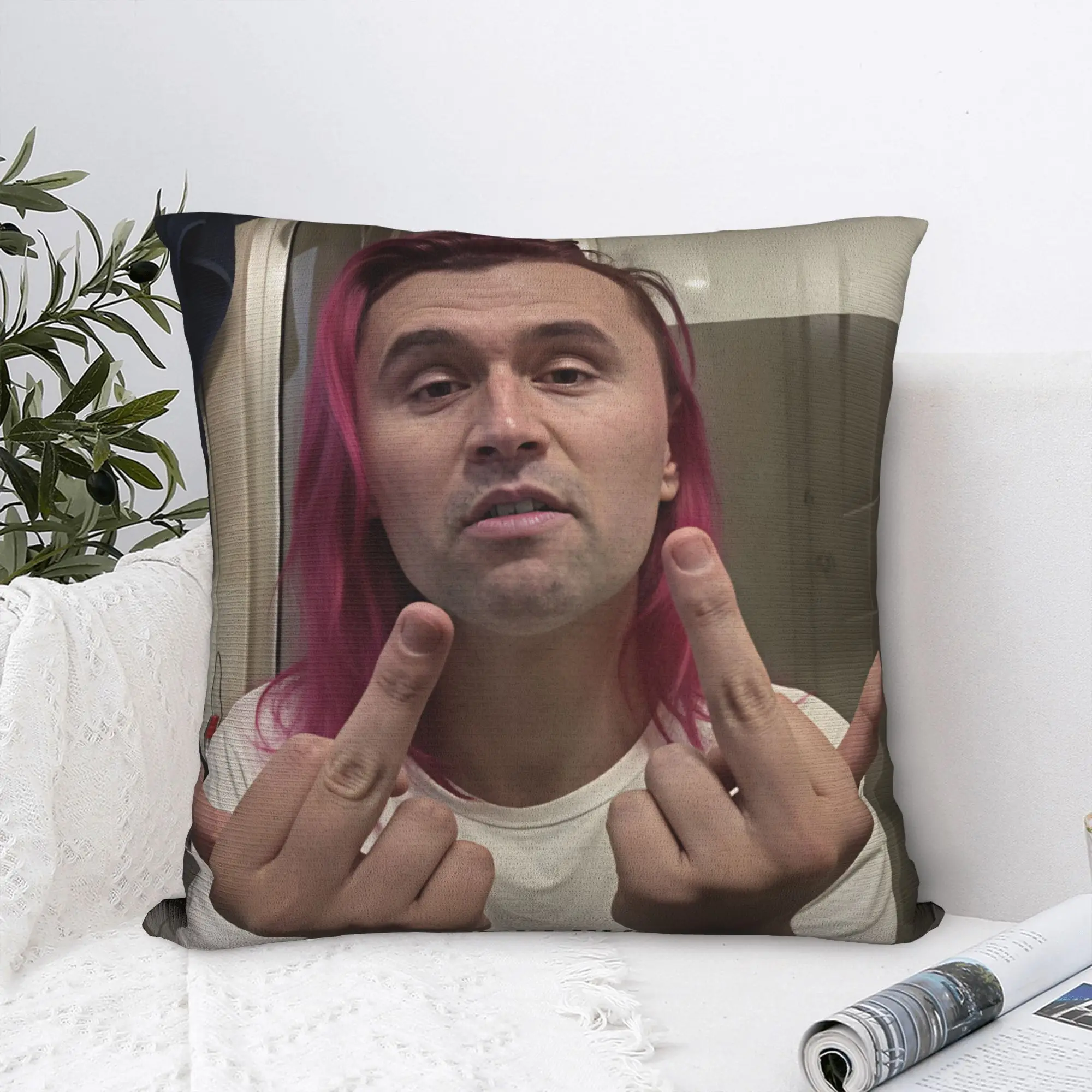 Charlie Kirk Pink Hair Edgy Meme Pillow Case  Soft Pillow Cover For Living Room Bed Chair Kawaii Pillowcases