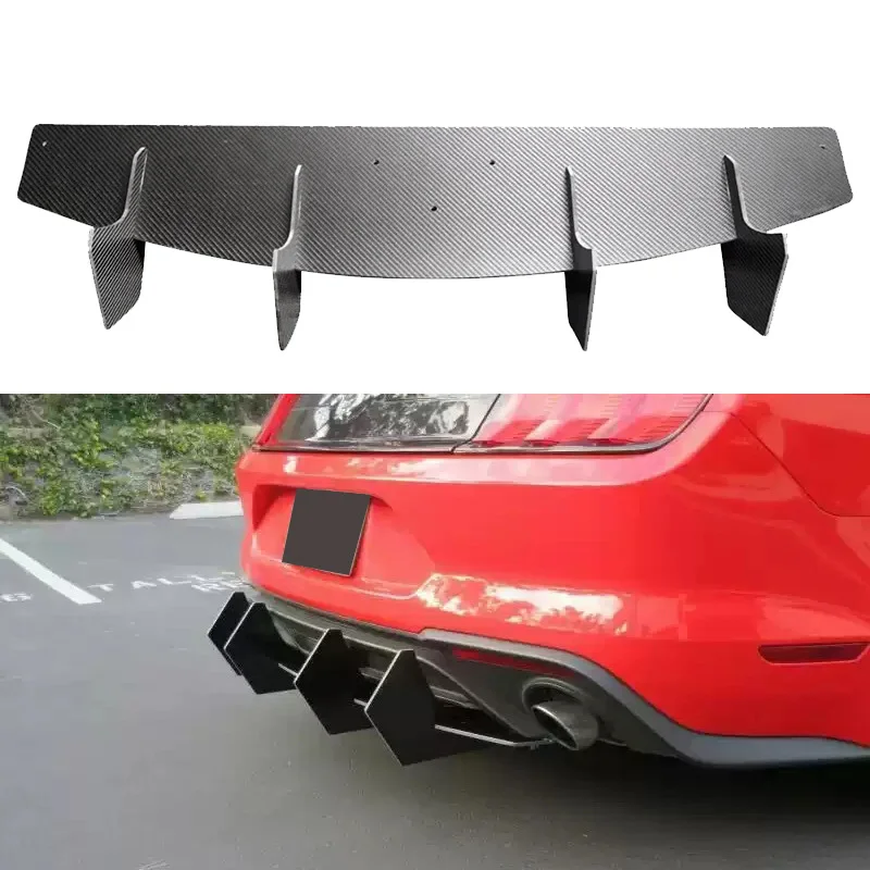 AC Style Carbon Fiber Fibre Rear Bumper Splitter Lip Diffuser For Ford Mustang 2018-2022