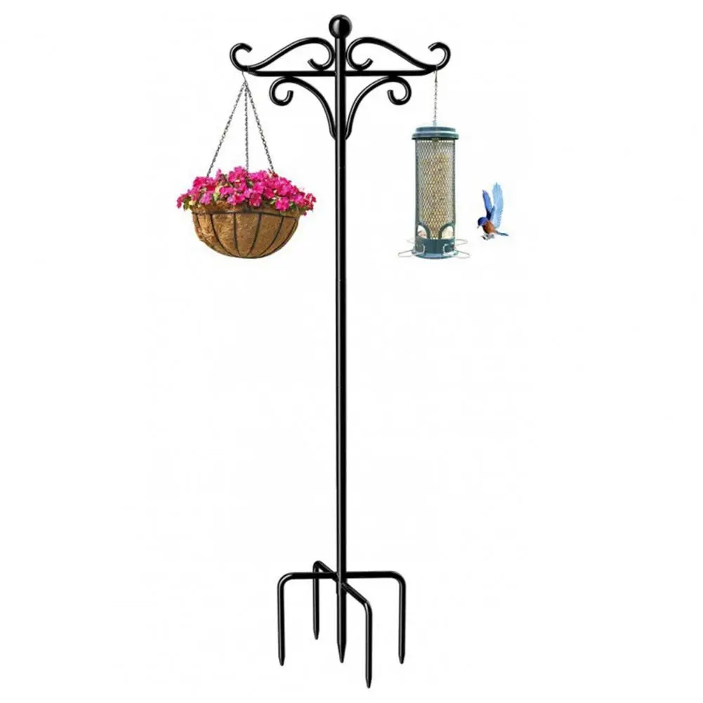 Anti-corrosion Coating Patio Stand Patio Stand with Stable 5-prong Base Heavy Duty Anti-rust Garden Hook Holder Outdoor Bird