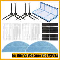 For ilife v5s v5 pro x5 V5 V3 v5s pro V50 V55 side Brush hepa Filter Mop Cloth magic paste accessories  vacuum cleaner parts