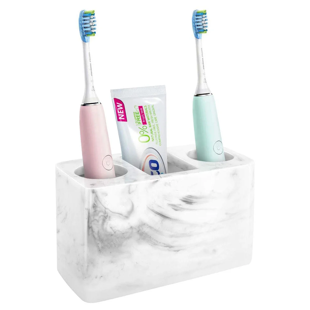 Toothbrush Holder, 3 Slots Large Electric Toothbrush Toothpaste Stand,Resin Decorative Dental Storage for Bathroom Accessories