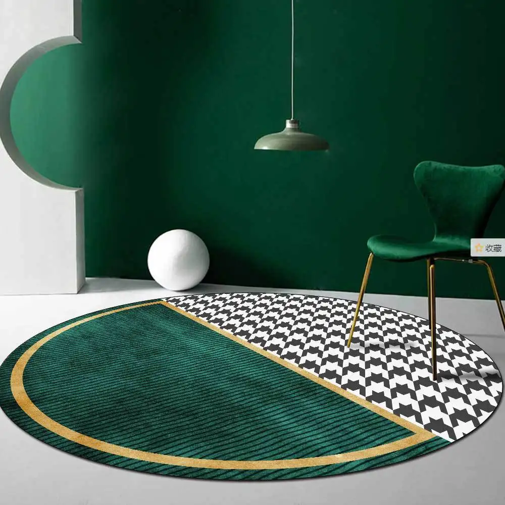 Luxury Rugs for Bedroom Dark Green Round Carpets Living Room Decoration Carpet Cloakroom Lounge Rug Home Decor Chair Mat