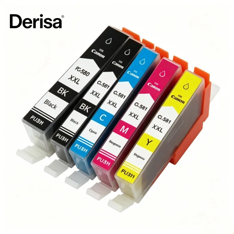 Derisa 2Set Ink Cartridges PGI580 CLI581 pgi 580 581 For Canon Pixma TS705 TR7550 TR8550 TS6150 TS6250 TS8150 TS8250 Printer