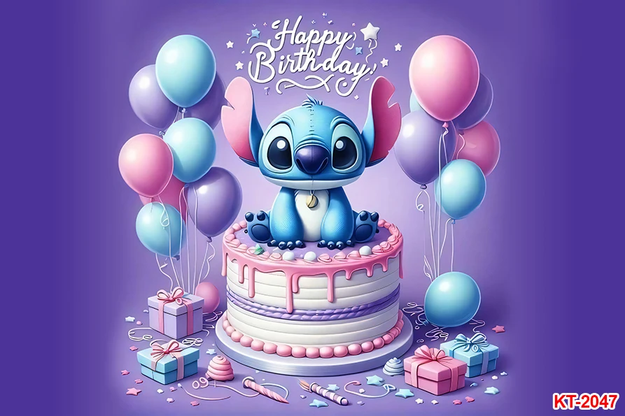 Фон для фотосъемки Лило и Стич для мальчиков и девочек, фон для вечеринки в честь первого дня рождения, украшение на стену, реквизит для детского душа