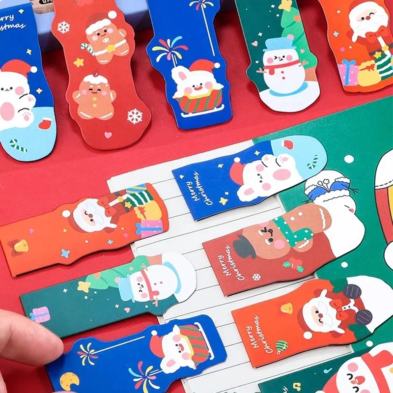 

2pcs/set Magnetic Bookmarks Kawaii Christmas Santa Snowman Book Page Folder Book Page Holder Bookmarks for Books Teacher Gift