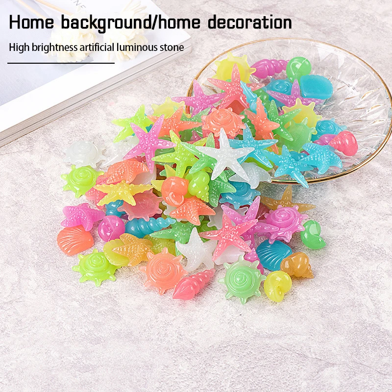 20 piezas accesorios DIY para acuario, decoración de jardín, concha luminosa, adornos de estrella de mar, decoración de pecera al aire libre