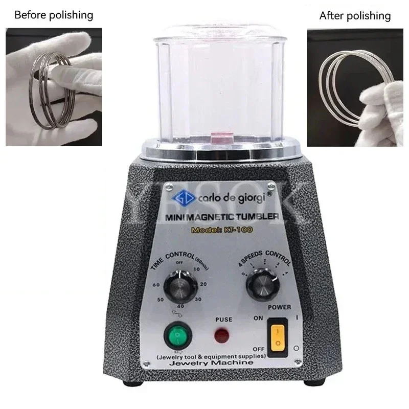 KT-100 Mini Magnetic Tumbler Magnetic Polishing Machine Diamond Polishing Tumbler Gemstone Polisher