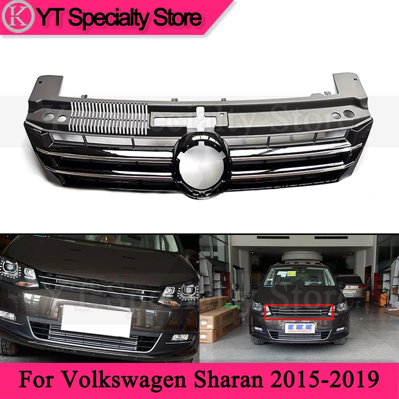 Kamshing Front Bumper Grille Mask Radiator Grill For Volkswagen Sharan 2015-2019 Racing Grills